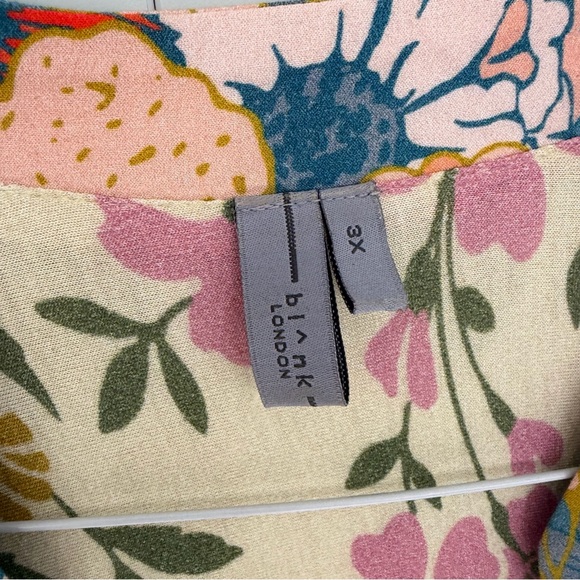 BL^NK LONDON x ANTHROPOLOGIE Stephanie Top in Yellow Blue Floral - Picture 3 of 7